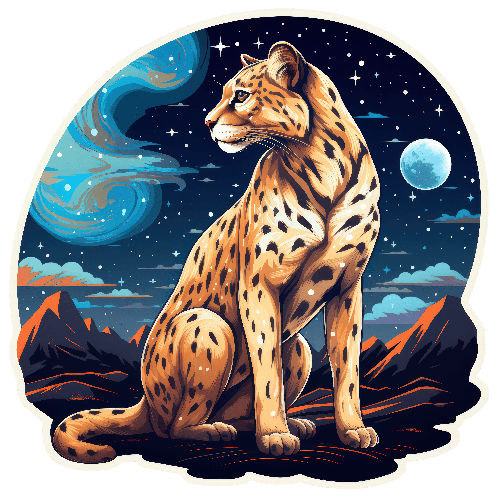 POD Design Majestic Cheetah in Desert Night - Digital Illustration