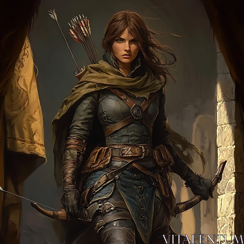 Fantasy Archer Woman Ready for Battle AI Image