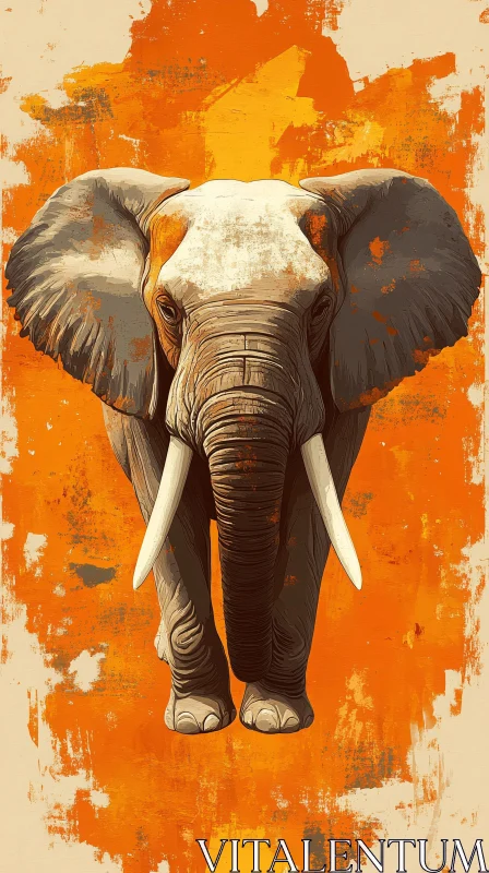 Stunning Elephant on Orange AI Image