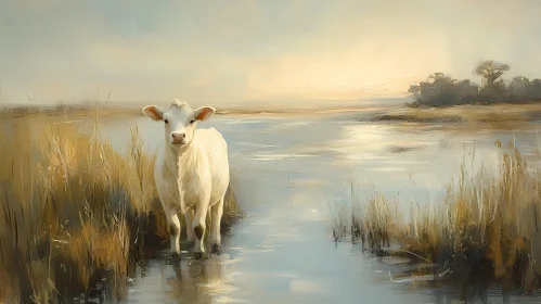 Pastoral Scene of a Cow by the Water