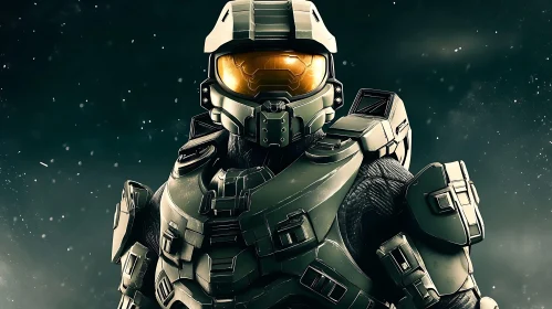 Futuristic Warrior with Golden Visor