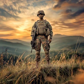 Sunset Guard: Soldier in Camouflage