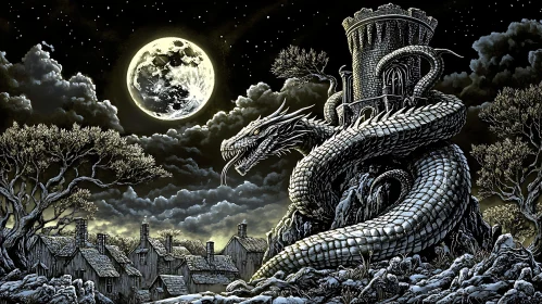 Serpentine Guardian of the Moonlit Keep