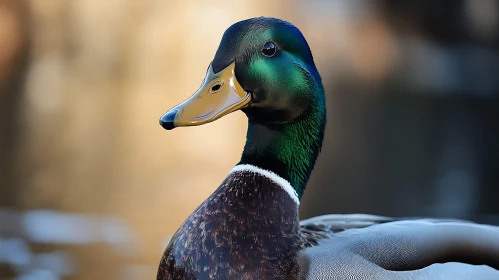 Close-Up of a Mallard Duck's Iridescent Plumage