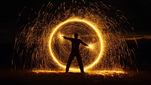 Light Painting Silhouette with Sparks