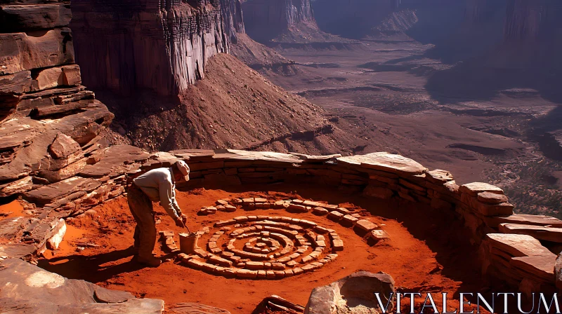 AI ART Spiral Stone Design in Canyon Landscape