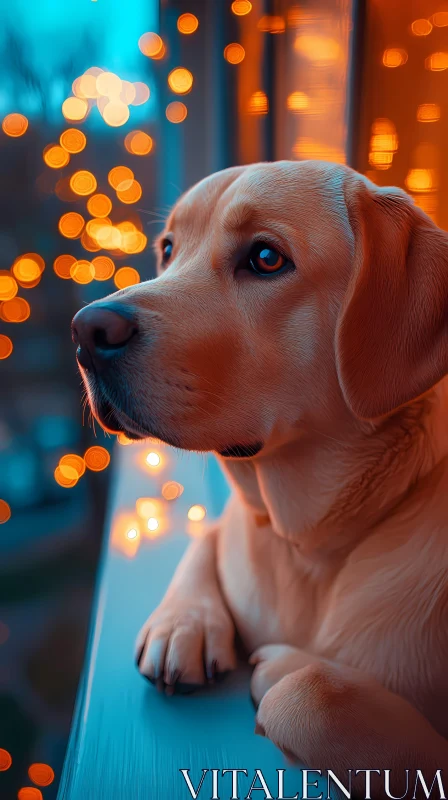 AI ART Dog Portrait with Evening Lights