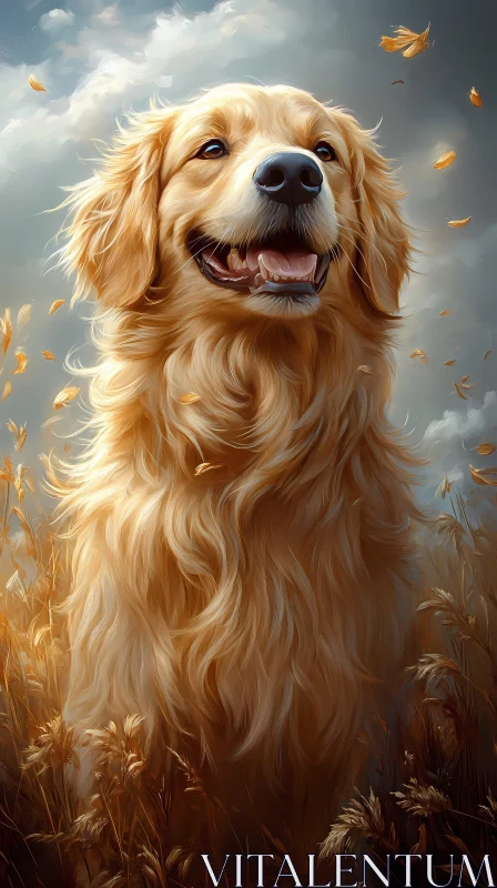 Joyful Golden Retriever in Nature AI Image