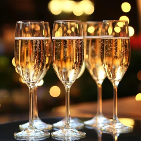 Sparkling Champagne Glasses on Festive Background