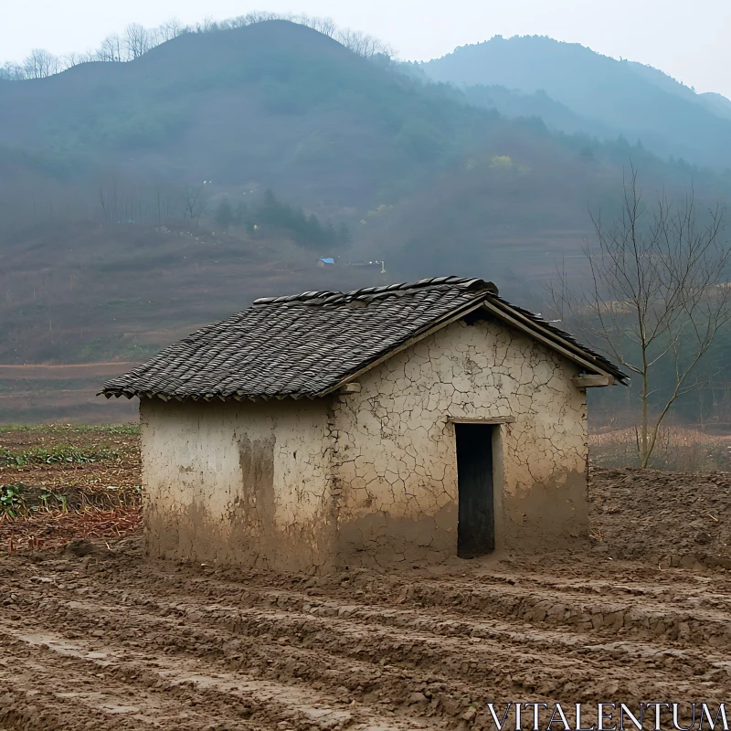 AI ART Weathered House in Mountainous Landscape