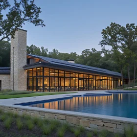 Contemporary Home with Stone and Glass Design