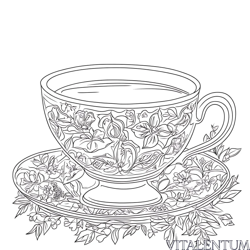 AI ART Elegant Teacup with Floral Design