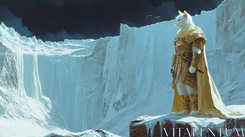 AI ART Feline Sentinel at the Edge of Winter