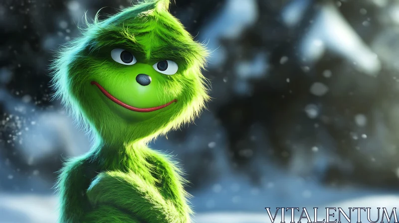 AI ART Green Grinch Close-Up: Mischief and Merriment