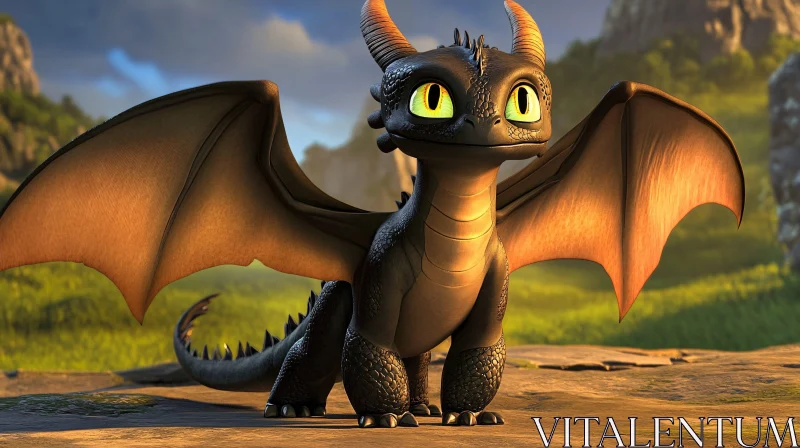 Cute Dragon with Big Eyes AI Image