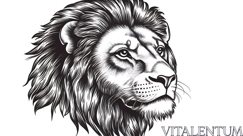 AI ART Monochrome Lion Art