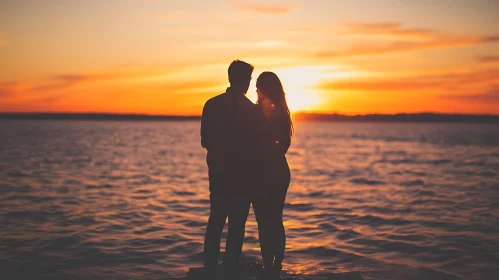 Couple's Silhouette at Sunset