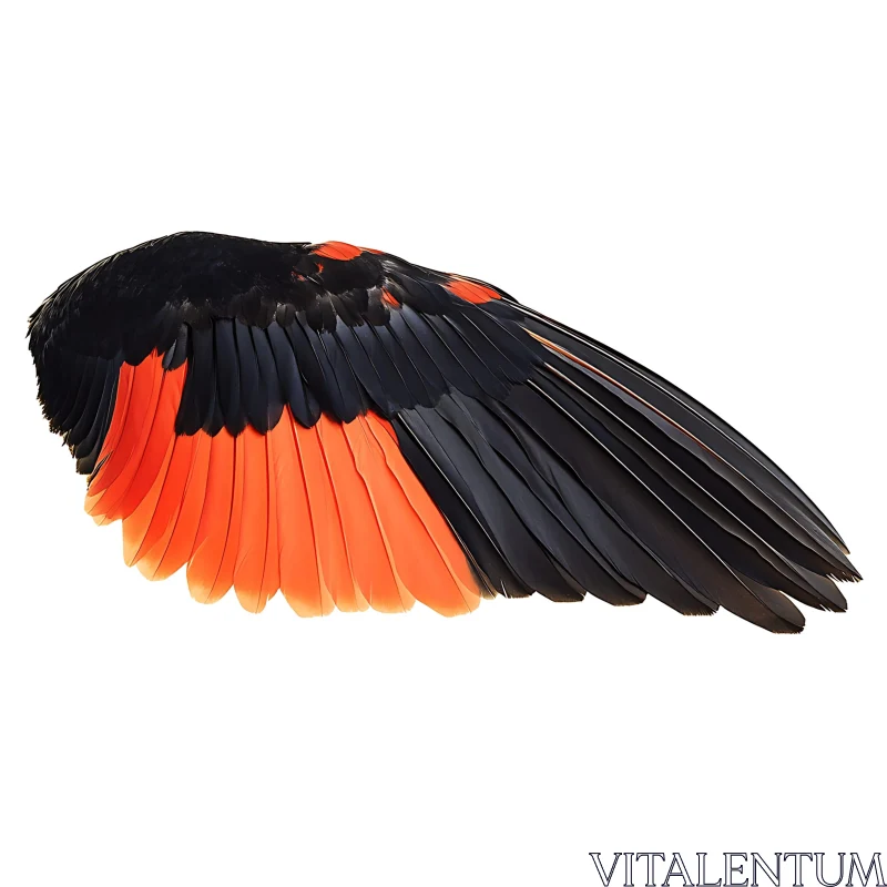 Wing with Black and Orange Feathers AI Image