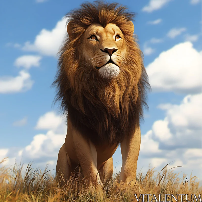 AI ART Lion in the Grassland