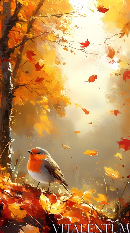 Autumn Robin Art AI Image