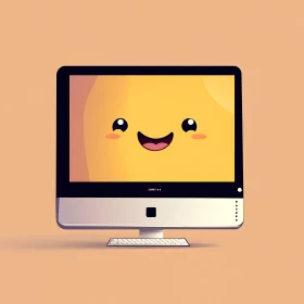 Happy Cartoon Desktop with Emoticon Face