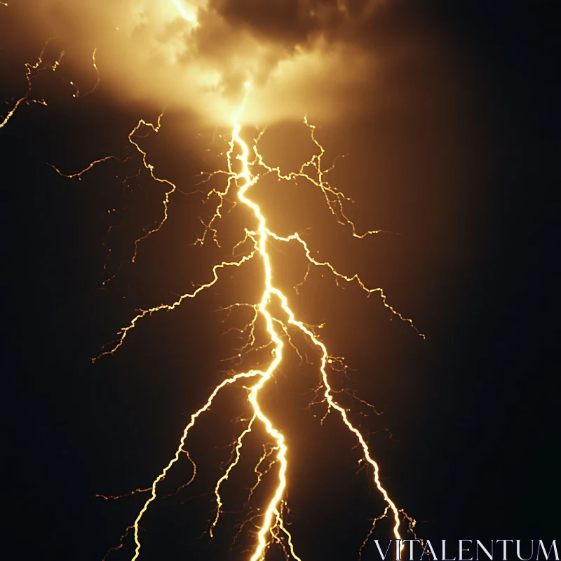 Thunderous Lightning Flash at Night AI Image