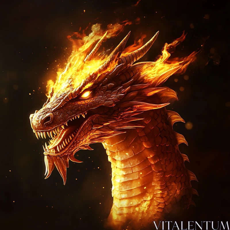 Dragon Head Ablaze AI Image