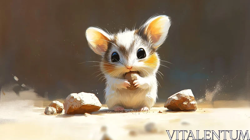 Cute Rodent with Pebble AI Image