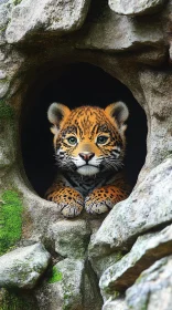 Jaguar Cub in Rocky Habitat