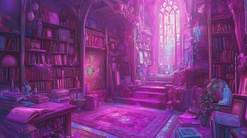 Mystical Purple Library Interior