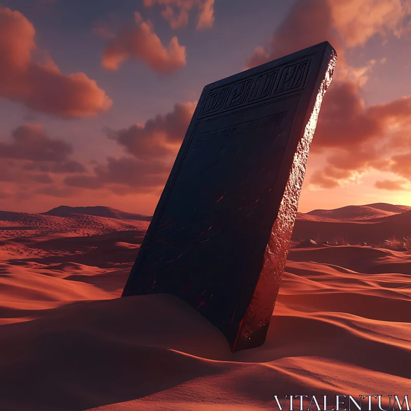 AI ART Sunset Desert Monolith