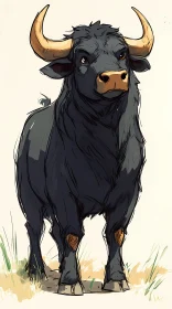 Artistic Bull with Bold Features