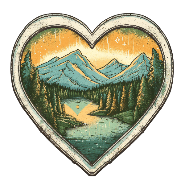 POD Design Scenic Nature Heart Illustration