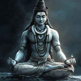 Meditative Shiva: Spiritual Art Image