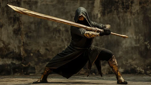 Hooded Swordsman in Action