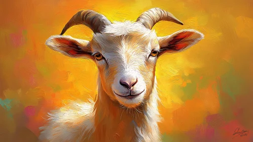 Expressive Artistic Goat Painting