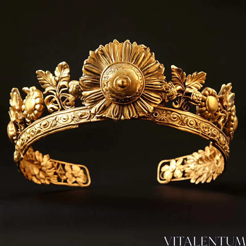 Ornate Gold Crown with Floral Design AI Image