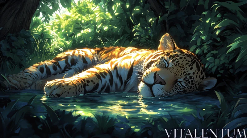 AI ART Serene Jungle Leopard