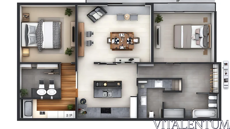 Detailed Apartment Layout Blueprint AI Image