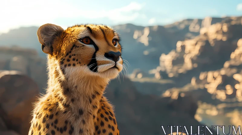 Cheetah Posing in Natural Habitat AI Image