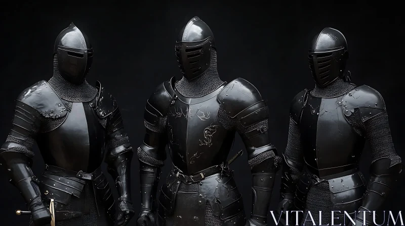 AI ART Medieval Knights in Dark Armor