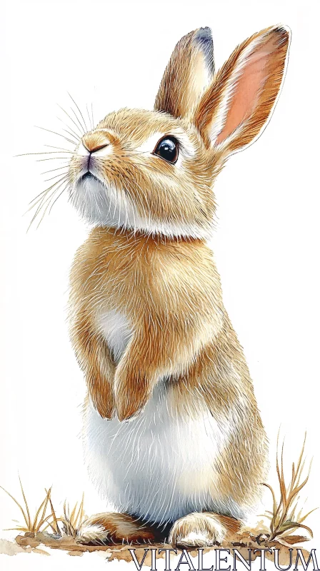 Adorable Upright Rabbit Drawing AI Image