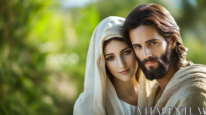 Jesus and Mary: A Moment of Peace AI Image