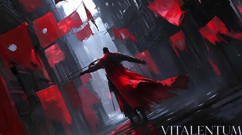 AI ART Figure in Red Cloak