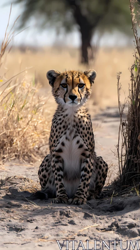 Graceful Cheetah Amidst Golden Savanna Grass AI Image