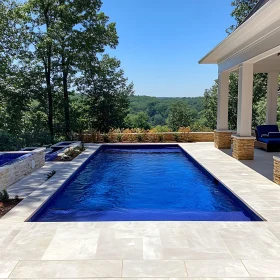 Scenic Modern Home Backyard with Pool