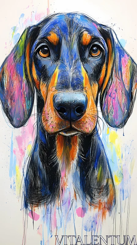 Artistic Dog Painting in Abstract Style AI Image