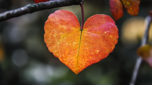 Autumn Heart Leaf Close-Up