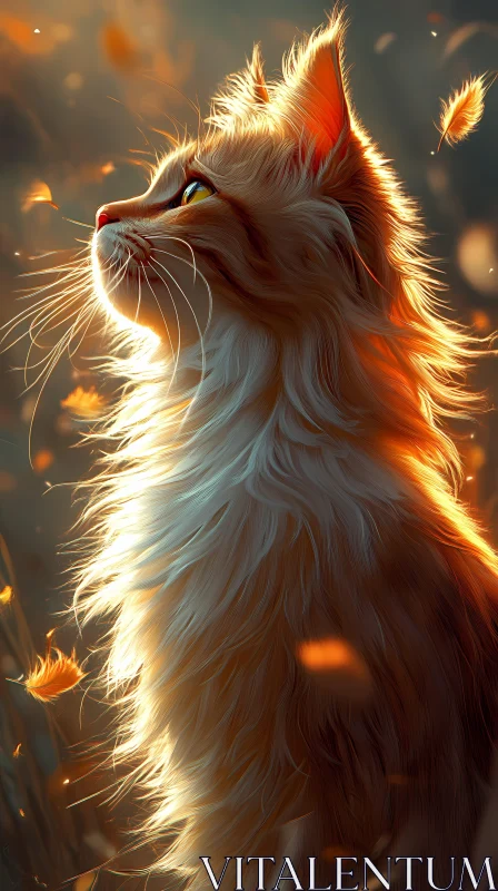 Cat and Autumn Sunset AI Image