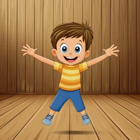 Happy Cartoon Boy with Open Arms